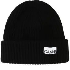 Шапка бини в рубчик с нашивкой-логотипом