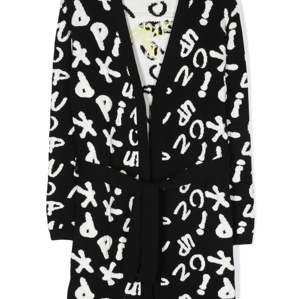 Кардиган вязки интарсия с поясом