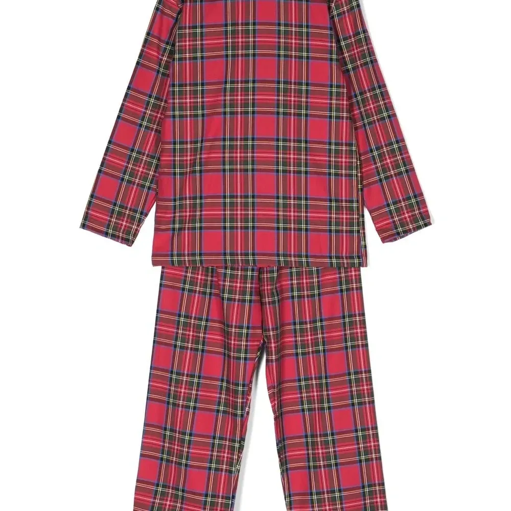 Пижама в клетку тартан с длинными рукавами