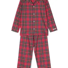 Пижама в клетку тартан с длинными рукавами Пижама в клетку тартан с длинными рукавами