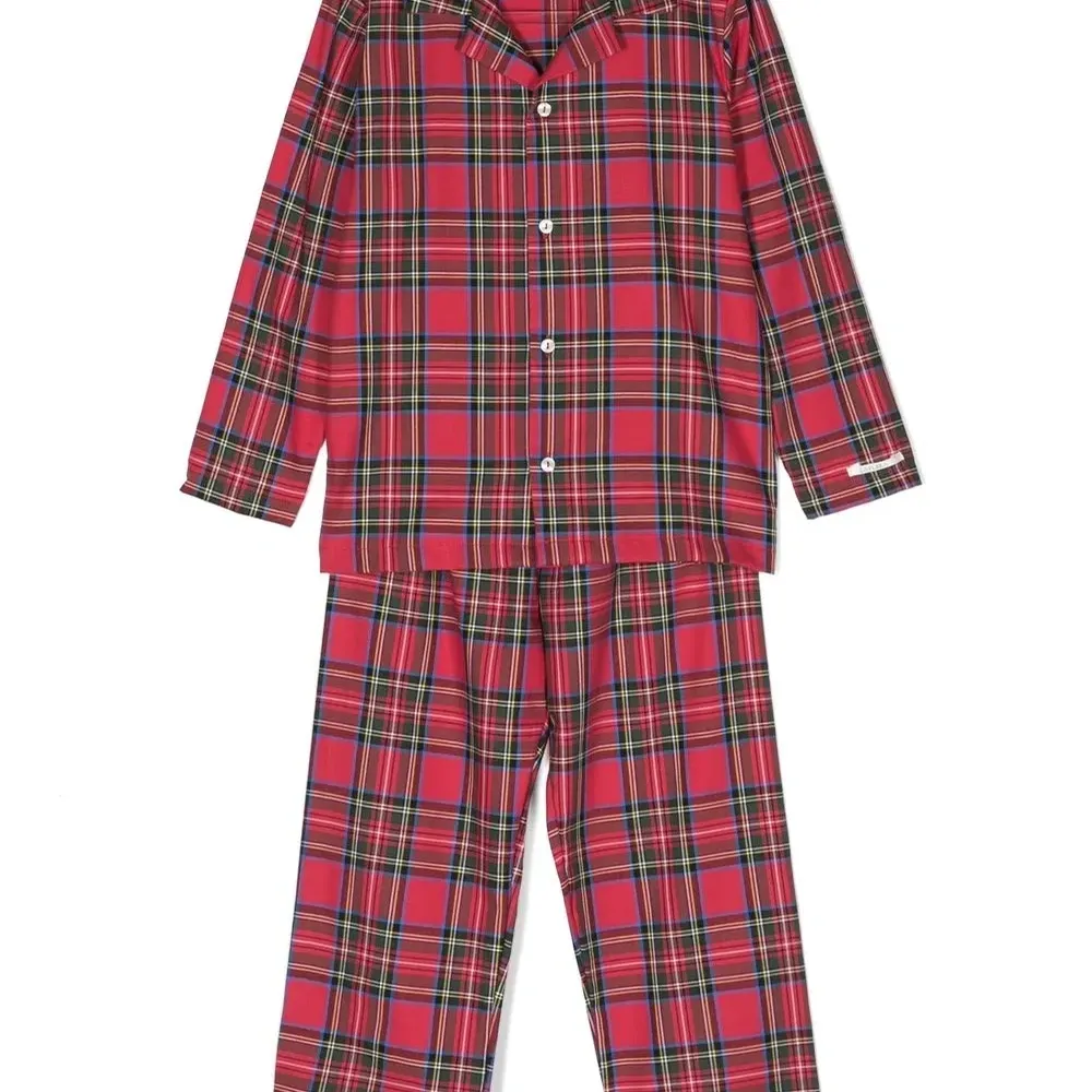 Пижама в клетку тартан с длинными рукавами