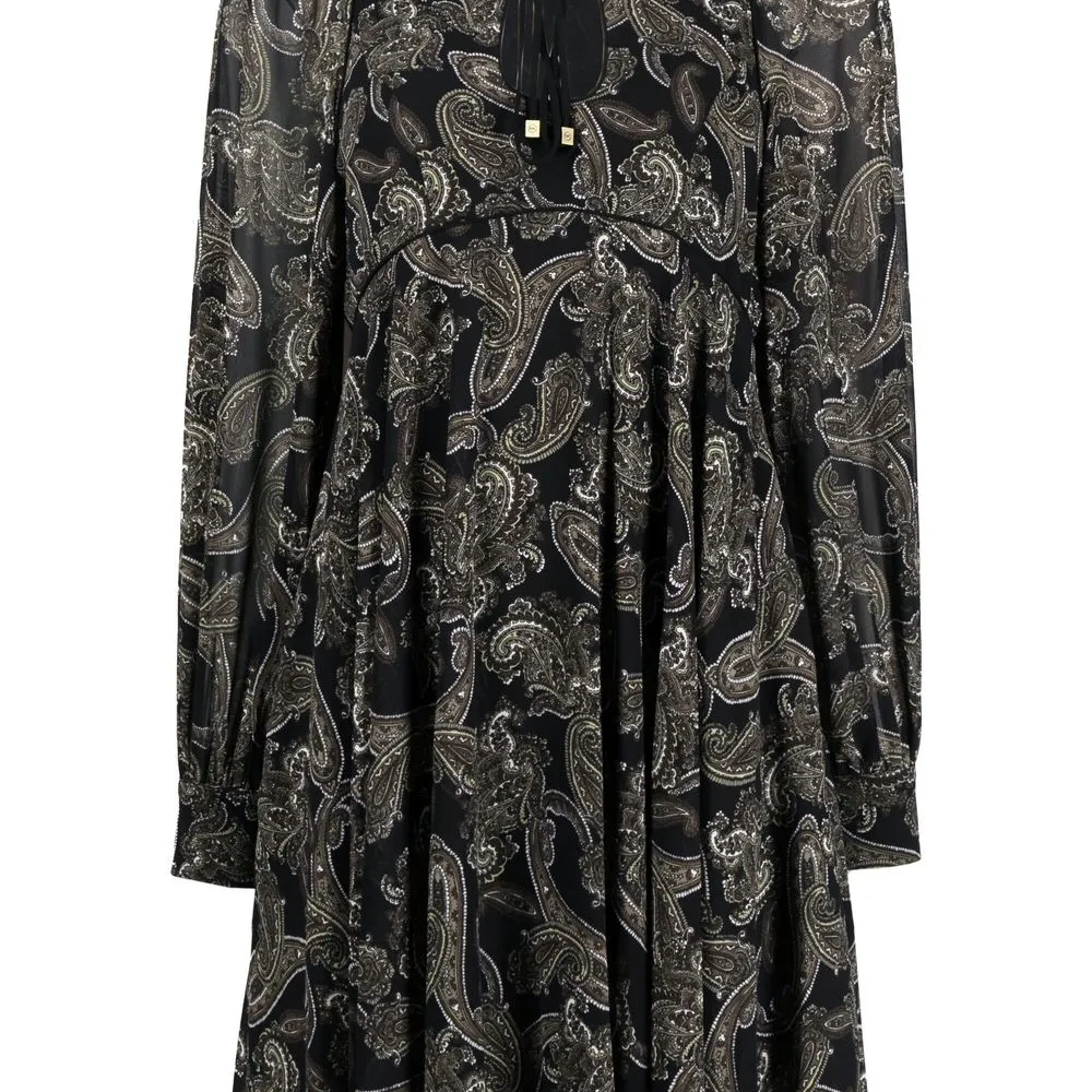 Платье с длинными рукавами и принтом пейсли