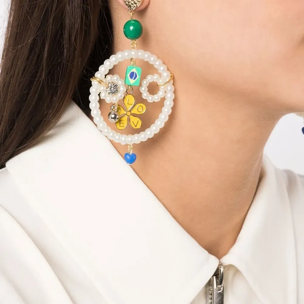 Серьги-подвески с декоративным жемчугом