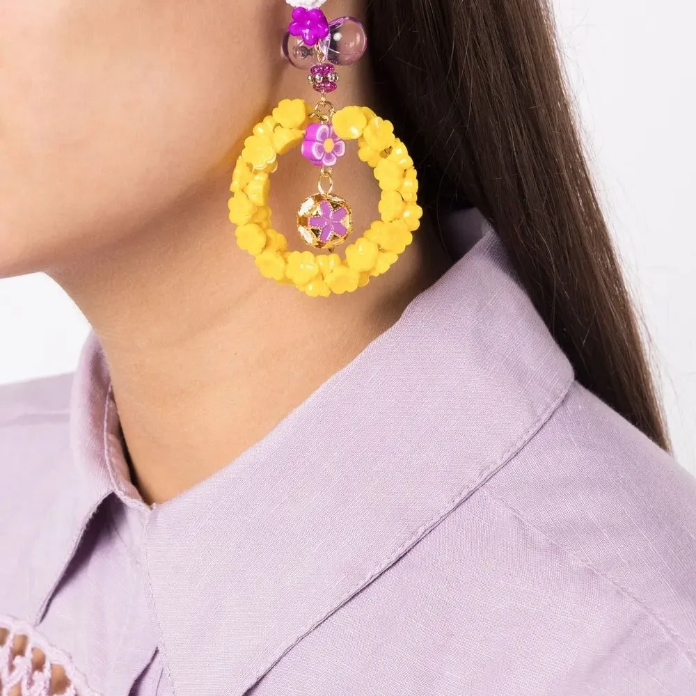 Серьги-подвески с аппликацией