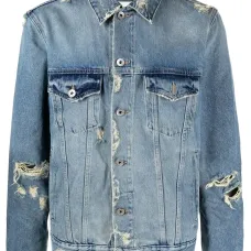 Джинсовая куртка с эффектом потертости