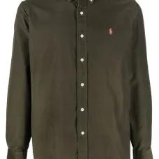 Вельветовая рубашка с вышитым логотипом