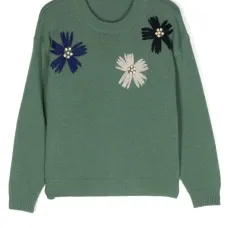 Шерстяной джемпер с цветочной вышивкой