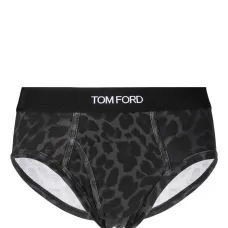 трусы-брифы с леопардовым принтом и логотипом
