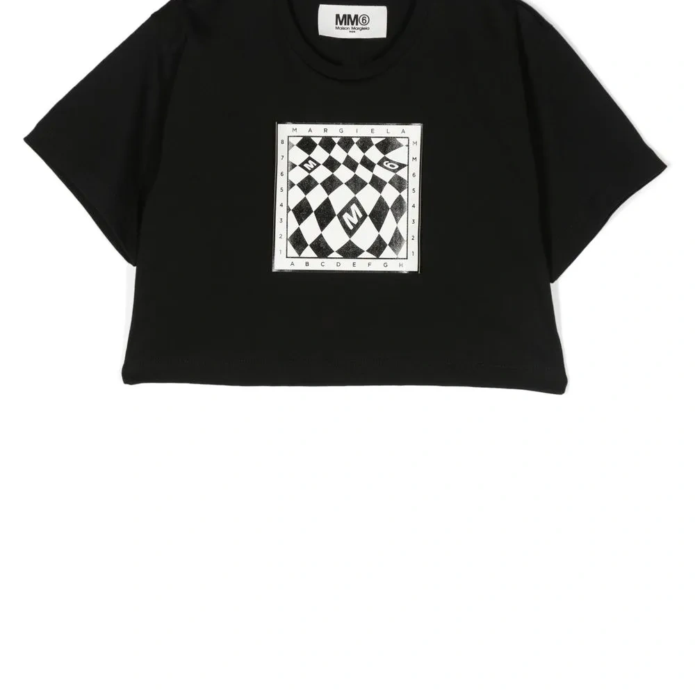 Укороченная футболка с графичным принтом