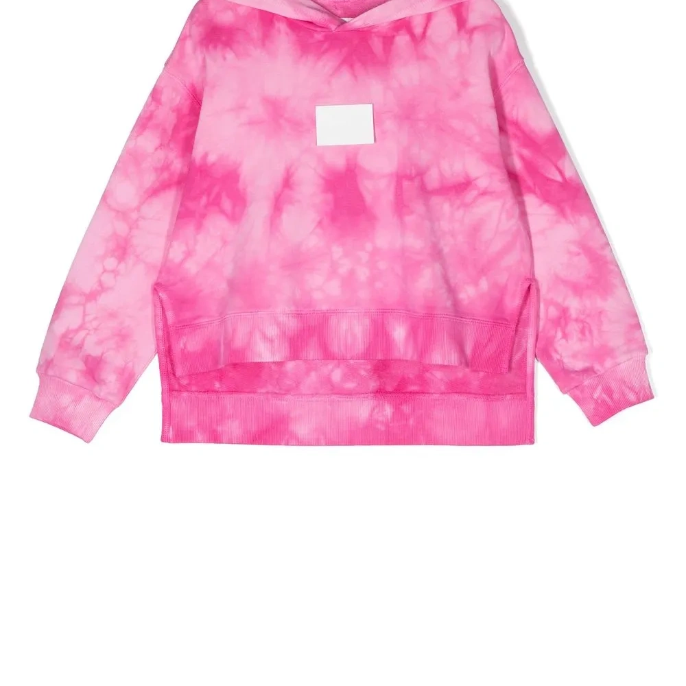 Худи с принтом тай-дай и нашивкой-логотипом