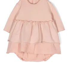 Платье с круглым вырезом и оборками