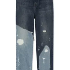 Прямые джинсы в технике пэчворк