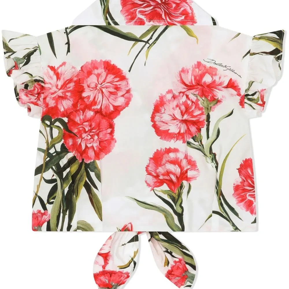 Блузка с оборками и цветочным принтом