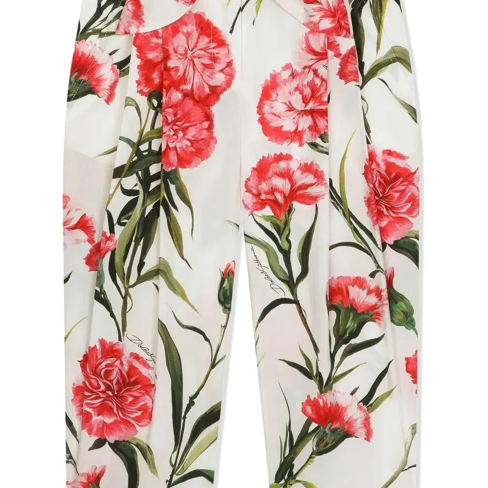 Брюки с поясом и цветочным принтом