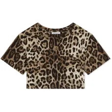 Укороченная футболка с леопардовым принтом