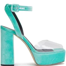 Бархатные босоножки на платформе