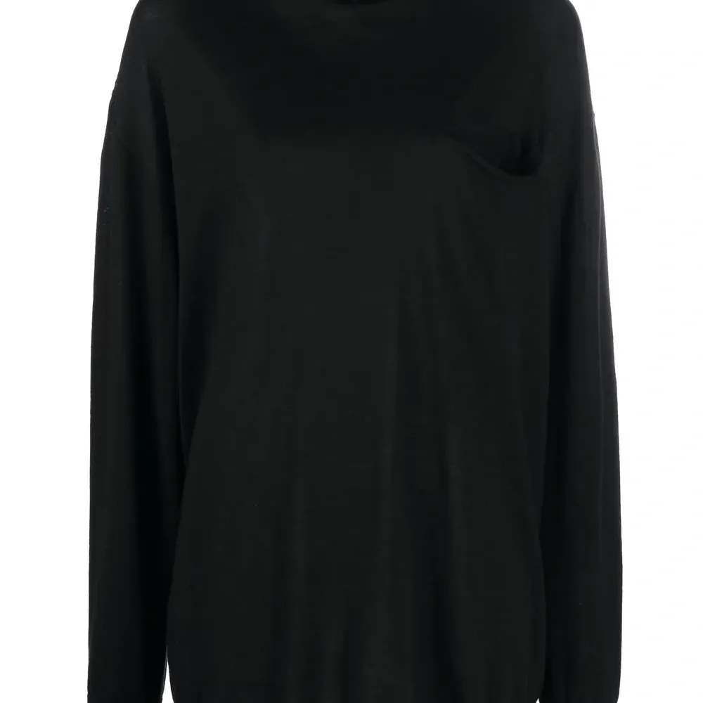 Джемпер в рубчик с высоким воротником