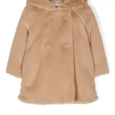 Двубортная шуба из искусственного меха