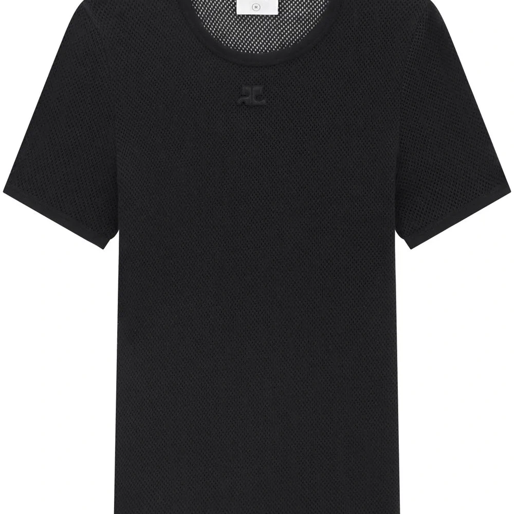 Сетчатая футболка с круглым вырезом