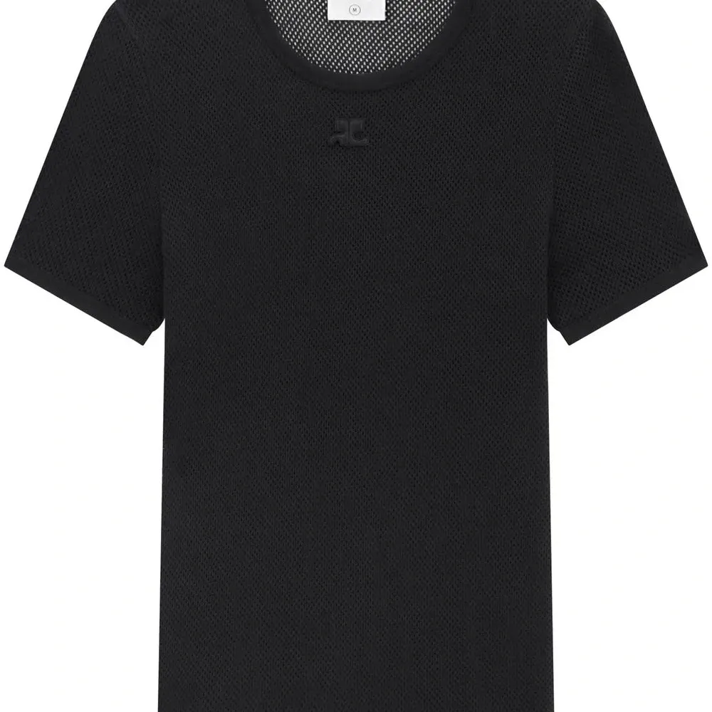 Сетчатая футболка с круглым вырезом