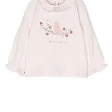 Футболка с оборками и графичным принтом