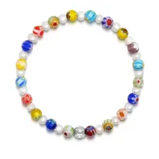 Браслет со стеклянными бусинами и жемчугом Браслет со стеклянными бусинами и жемчугом