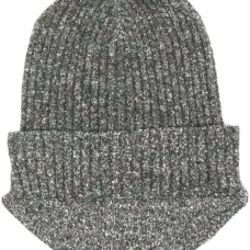 Меланжевая шапка бини в рубчик