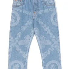 Джинсы с принтом Greca