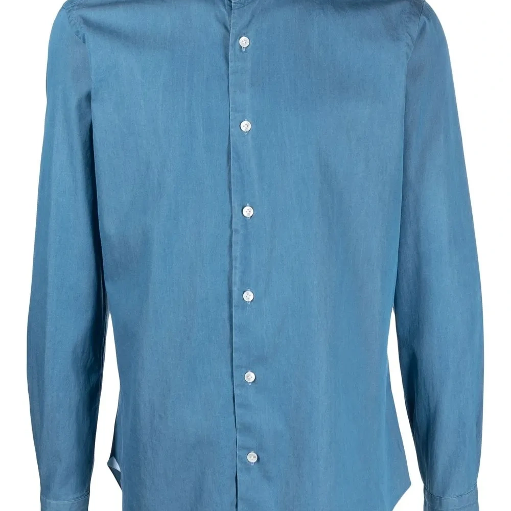 Джинсовая куртка с косым воротником