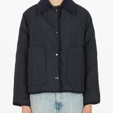 Стеганая куртка с вельветовым воротником