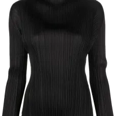 Плиссированный топ с высоким воротником