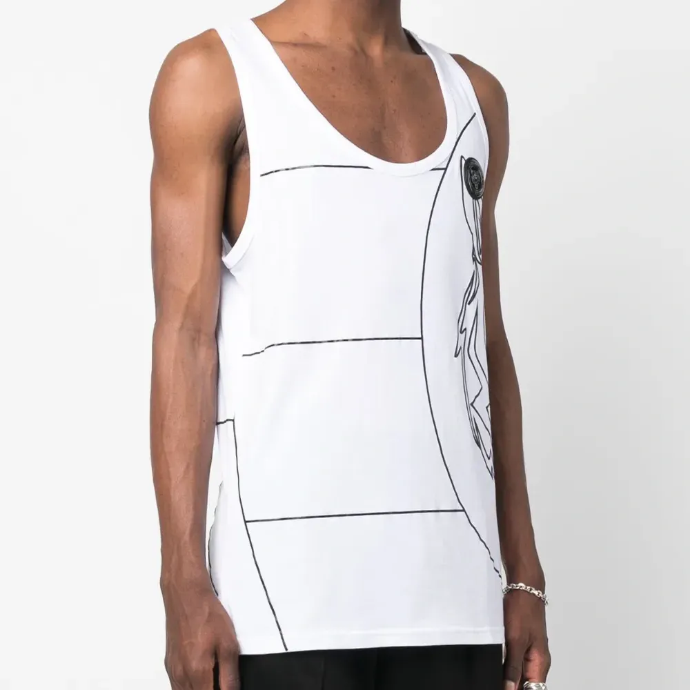 Топ с U-образным вырезом и графичным принтом