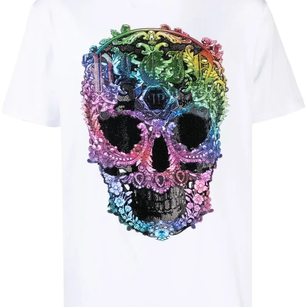 Футболка с декором Skull и стразами