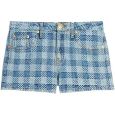 Короткие джинсовые шорты в клетку