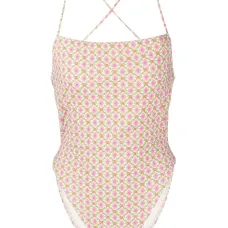 купальник с перекрестными бретелями и узором купальник с перекрестными бретелями и узором