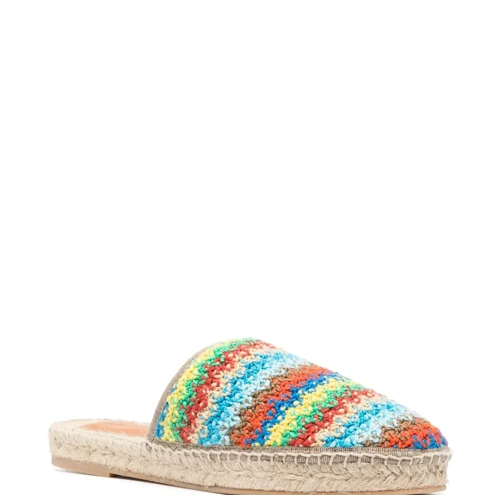 Плетеные шлепанцы в полоску