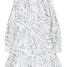 Платье с длинными рукавами и эффектом металлик