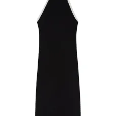 Платье миди с вырезом халтер и вышитым логотипом