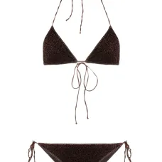 Бикини с вырезом халтер и эффектом металлик