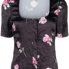 Атласная блузка с цветочным принтом