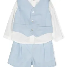 "льняной комплект из рубашки, жилета и брюк"