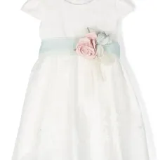 Платье с короткими рукавами и кружевной аппликацией