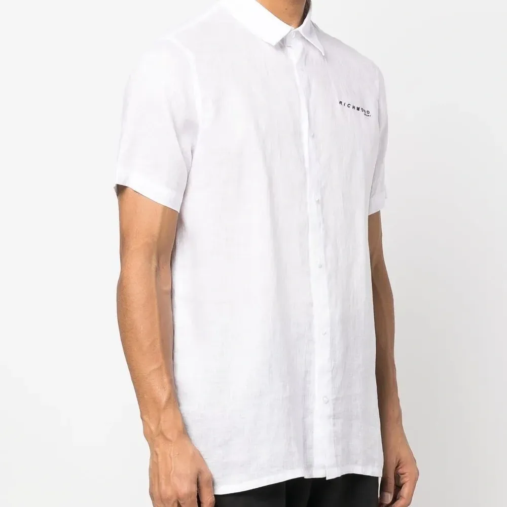 Льняная рубашка с короткими рукавами