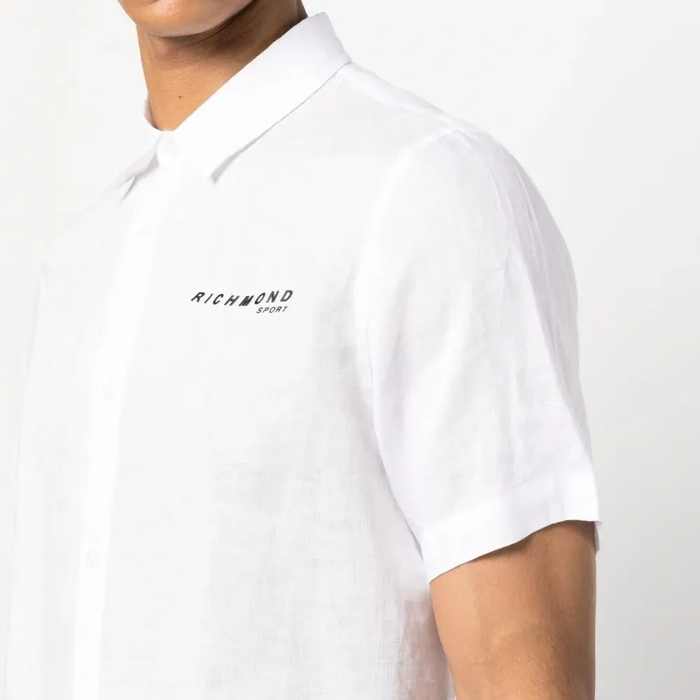 Льняная рубашка с короткими рукавами