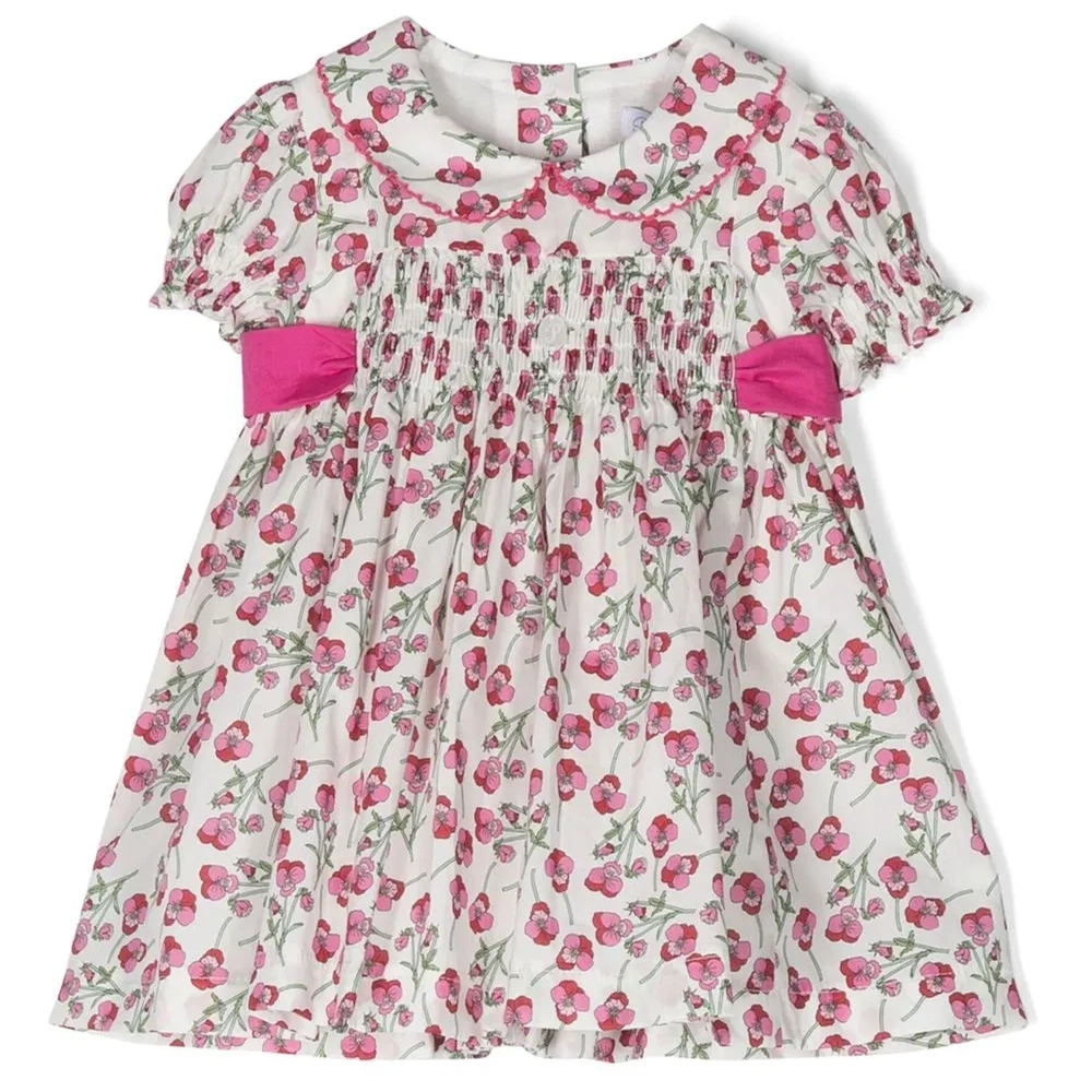 Платье с короткими рукавами и цветочным принтом