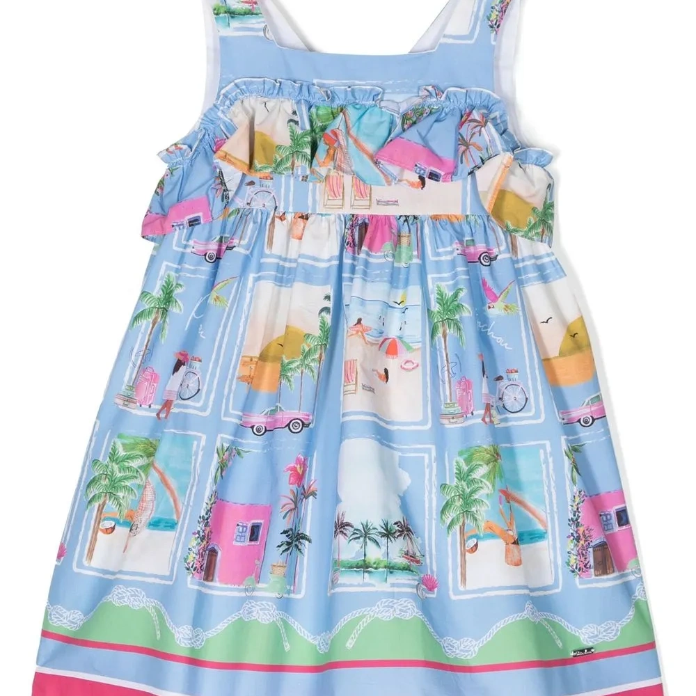 Платье с оборками и принтом