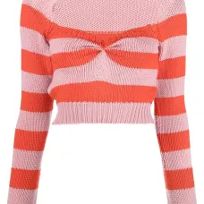 Джемпер в полоску с вырезом