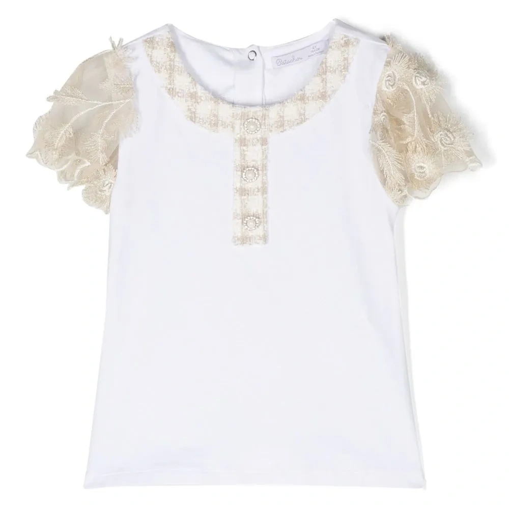 Футболка с кружевными рукавами