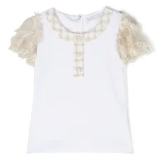 Футболка с кружевными рукавами