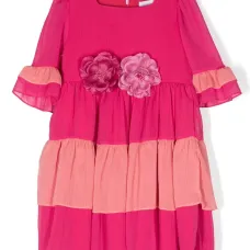 Расклешенное платье с цветочной аппликацией